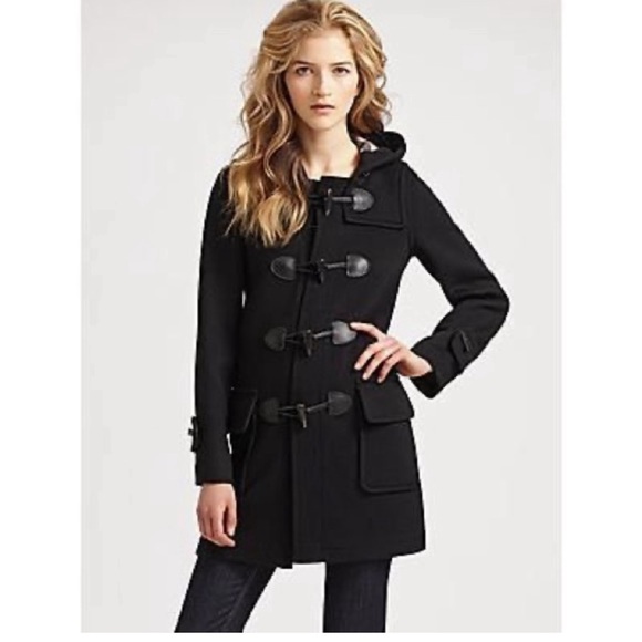 Burberry Wool Duffle Coat with Hood & Check Lining - Picture 12 of 16